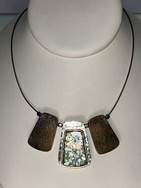 NWT Hammered Sterling Silver & Sea Glass Necklace